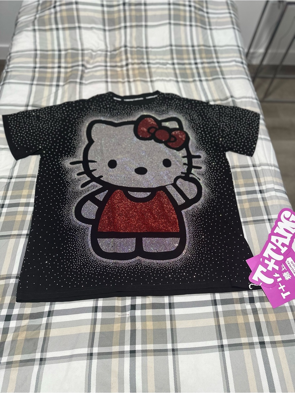 Hello Kitty Black Tee with Red Glitter Dress and Bow